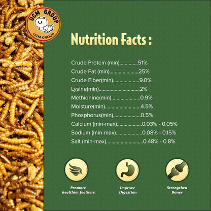 UCM Group 20LB Dried Mealworms for Wild Birds, Chickens, 100% Non-GMO,High Protein, 2 Packs