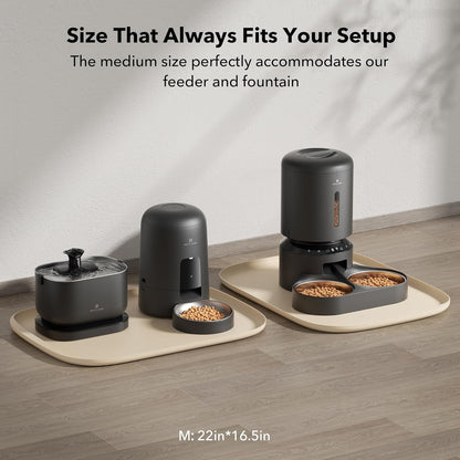 PETLIBRO Cat Food Mat Safety Silicone Dog Food Mat for Feeder Fountain Waterproof Dog Bowl Mats Raised Edge Spill Protection Floor, Cove Feeding Pet Mat(for PLAF109 PLAF301), 22''x16.5''