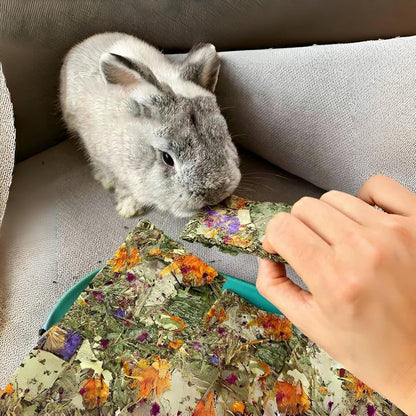 Hamiledyi Rabbit Chew Toys 15 Pieces Natural Timothy Hay Chips Chew Treats with Herbal Floral Scent for Rabbit Guinea Pig Hamster Chinchilla