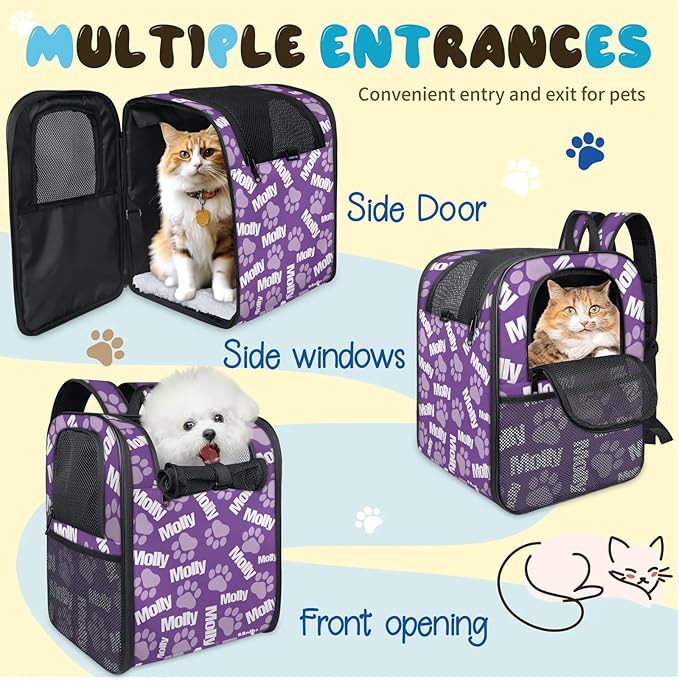 Cat Backpack Carrier-Customizable, Breathable Pet Carrier Backpack for Outdoor Travel/Vet Visits/Daily Use, Adjustable & Secure Design for Small Dogs and Cats Style5