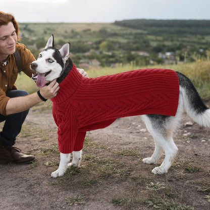 ASENKU XXL Dog Sweater for Extra Large Dogs, Pet Sweatshirt Apparel Turtleneck Pullover Winter Outfits for Pitbull, Labrador Retriever((Red, 2XL)