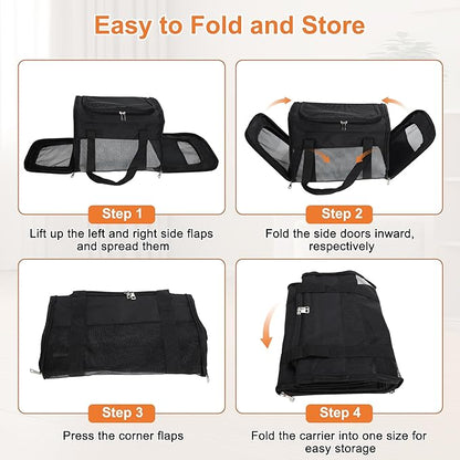 Pet Carrier, Breathable Mesh Design, Soft Cat Carrier with Shoulder Strap, Comfortable Travel Solution, Black