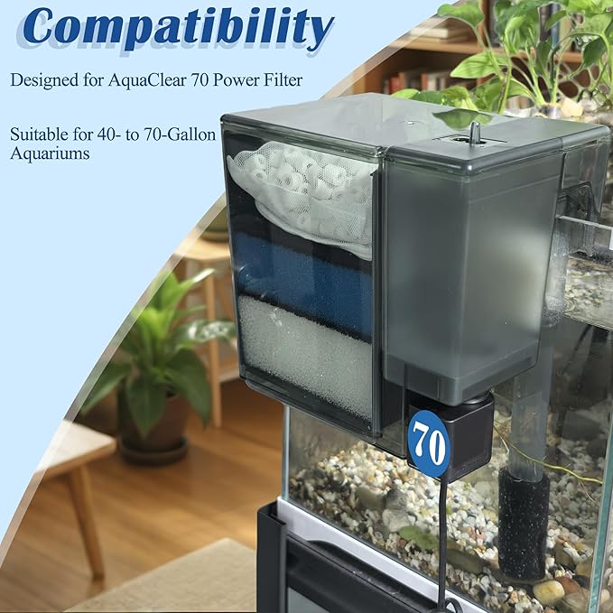 NEWKE 4 Sets of Upgraded Three-Stage Filtration Tank Filter for AquaClear 70 Power Filter, 4 Sets of Maintenance Kit Refills for Fish Tank Filter for 40- to 70-Gallon Aquariums