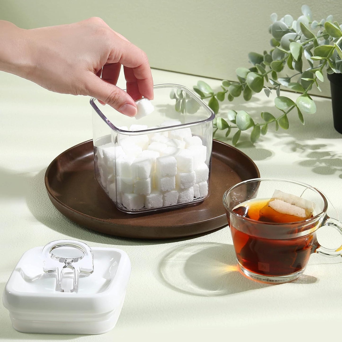 Felli Flip Tite Storage Container with Lid 4" RECTANGULAR Air Tight Ring Flip Top, Stackable Acrylic Canister for Kitchen Counter Pantry, Cereal Granola Pasta Spice, Christmas Gift (4pk, Variety)