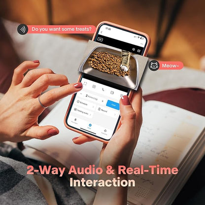 Automatic Cat Feeder with Camera, 5G WiFi Automatic Dog Feeder, 7L Cat Food Dispenser with Night Vision, 1-15 Meals, 1-99 Portions, 2-Way Audio, Jam Free, Ideal for Multiple Pets