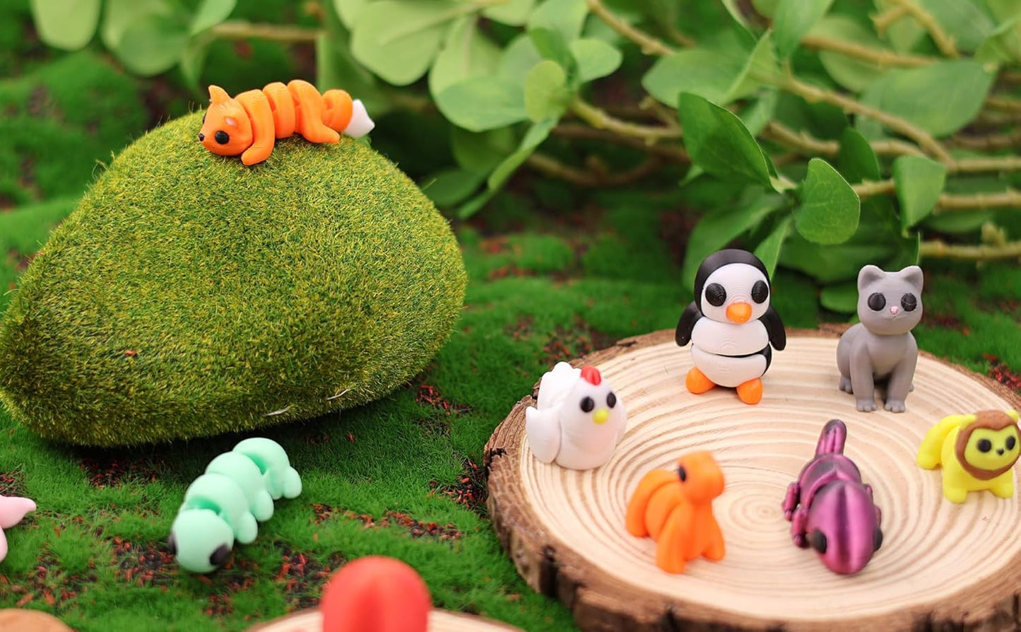 25 pcs Animal Figurines, 3D Printed Animal Figurines Set, Articulated, Party Favors, Pocket Fidget Toys Bulk, Goodie Bag Stuffers, Gifts for Boys Girls Toddlers, Office Desk Pets, Classroom rewards