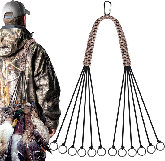 TOBWOLF Duck & Bird Tote with 12 Drops Slip Ring, Metal Loop Goose & Duck Hanger, Waterfowl Tote, Dove Bird Carrier, Paracord