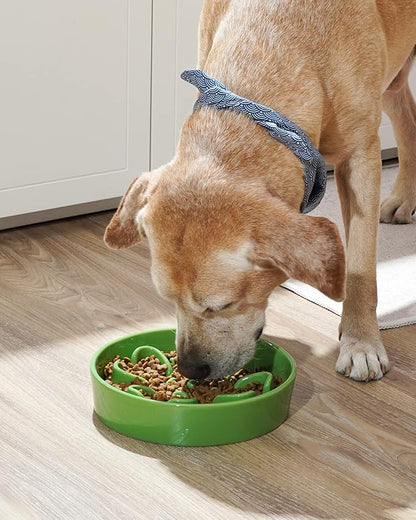 LE TAUCI Slow Feeder Dog Bowls Ceramic, 3 Cups Slow Feeding Dog Bowl Medium Large Breed, Pet Bowl for Fast Eaters, Puzzle Pet Dishes,Clover Green