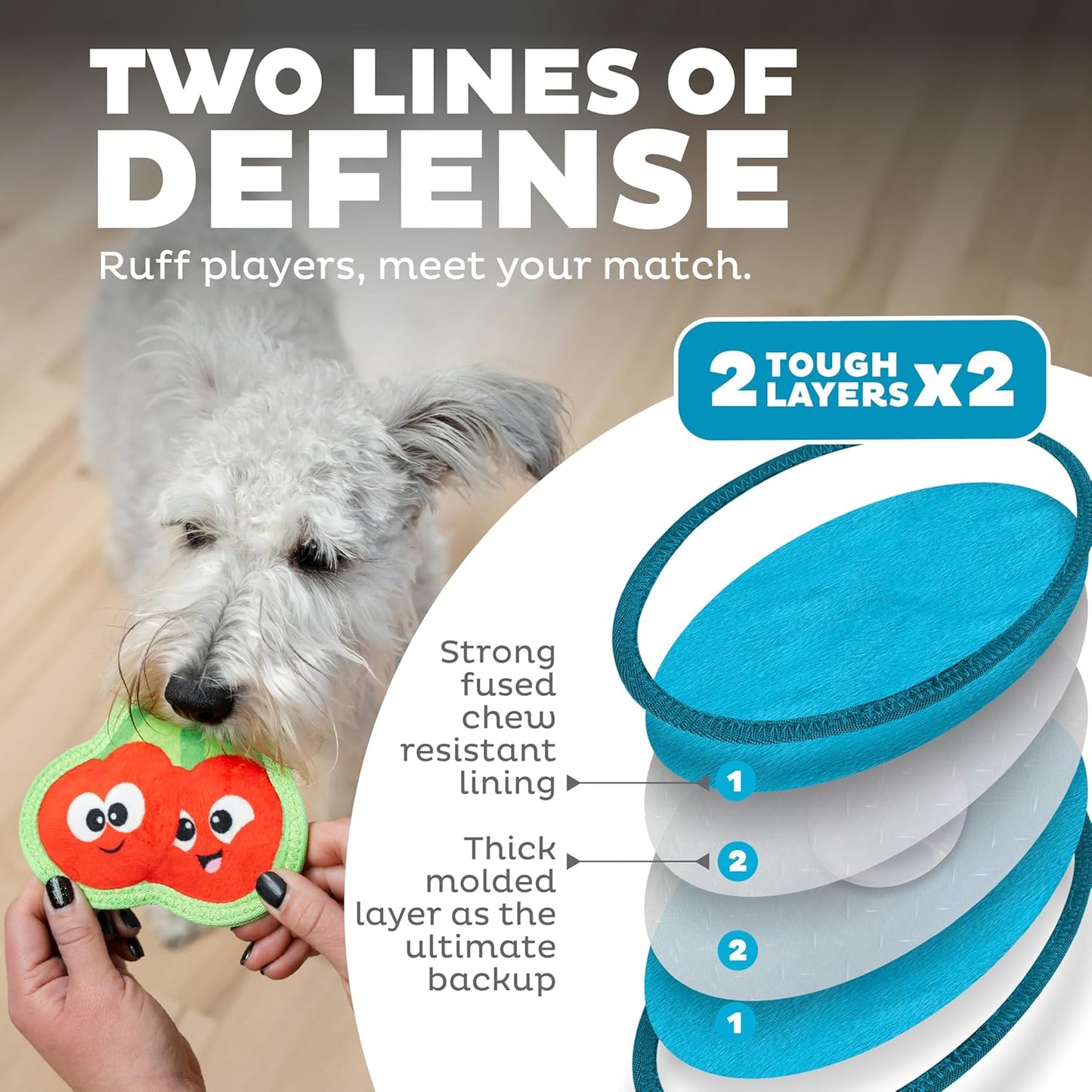 Outward Hound Tough Skinz Durable Squeaky Dog Toy with Two Tough Layers, Cherries, Red, Small