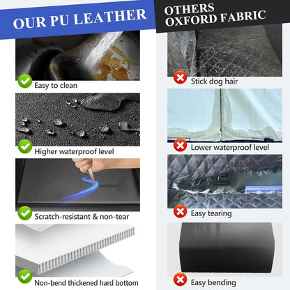 Back Seat Extender for Dogs Truck-Upgraded PU Leather-Dog Pet Seat Cover Back Seat Hard Bottom 500lbs, Anti-Scratch Dog Hammock for Crew Cab Trucks F150, RAM1500, Sierra, Tundra, Silverado