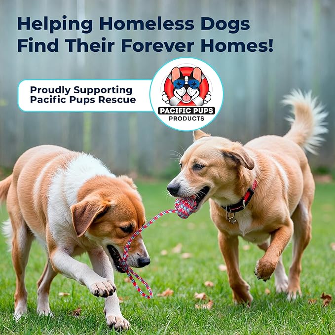 Pacific Pups 18 Piece Bulk Dog Toy Pack - Chew, Plush, and Rope Dog Toys to Keep Them Busy - Puppy Teething Chew Toys, Treat Ball, Squeaky Plushies, Tug of War Ropes, Rubber Chew - Helps Rescue Dogs