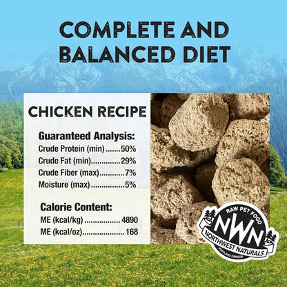 Northwest Naturals Freeze-Dried Chicken Dog Food - Bite-Sized Nuggets - Grain-Free, High-Protein, Raw Diet, Human-Grade Ingredients, All Natural, Healthy & Nutritious, Made in USA, 12 Oz (Pack of 2)
