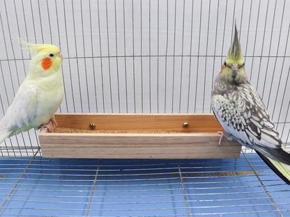 Bird Feeding Cups, Natural Wooden Parrot Perch Stand, Birds Food Dish, Parakeets Feeder Bowl, Cage Accessories for Small Animals Rat Hamster Guinea Pig Chinchillas Budgies Cockatiels Love Birds