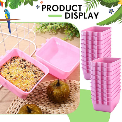 Maxdot 20 Pcs Cage Cups Chicken Feeder Waterer 16 oz Birds Feeders Hanging Bunny Cage Chicken Water Bowl for Pet Parrot Rooster Parakeet Gamefowl Poultry Pigeon Wire Hutch (Pink)