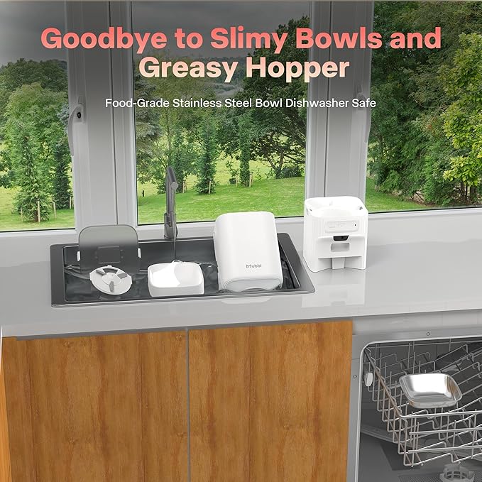 Automatic Cat Feeder with Camera, 5G WiFi Automatic Dog Feeder, 7L Cat Food Dispenser with Night Vision, 1-15 Meals, 1-99 Portions, 2-Way Audio, Jam Free, Ideal for Multiple Pets