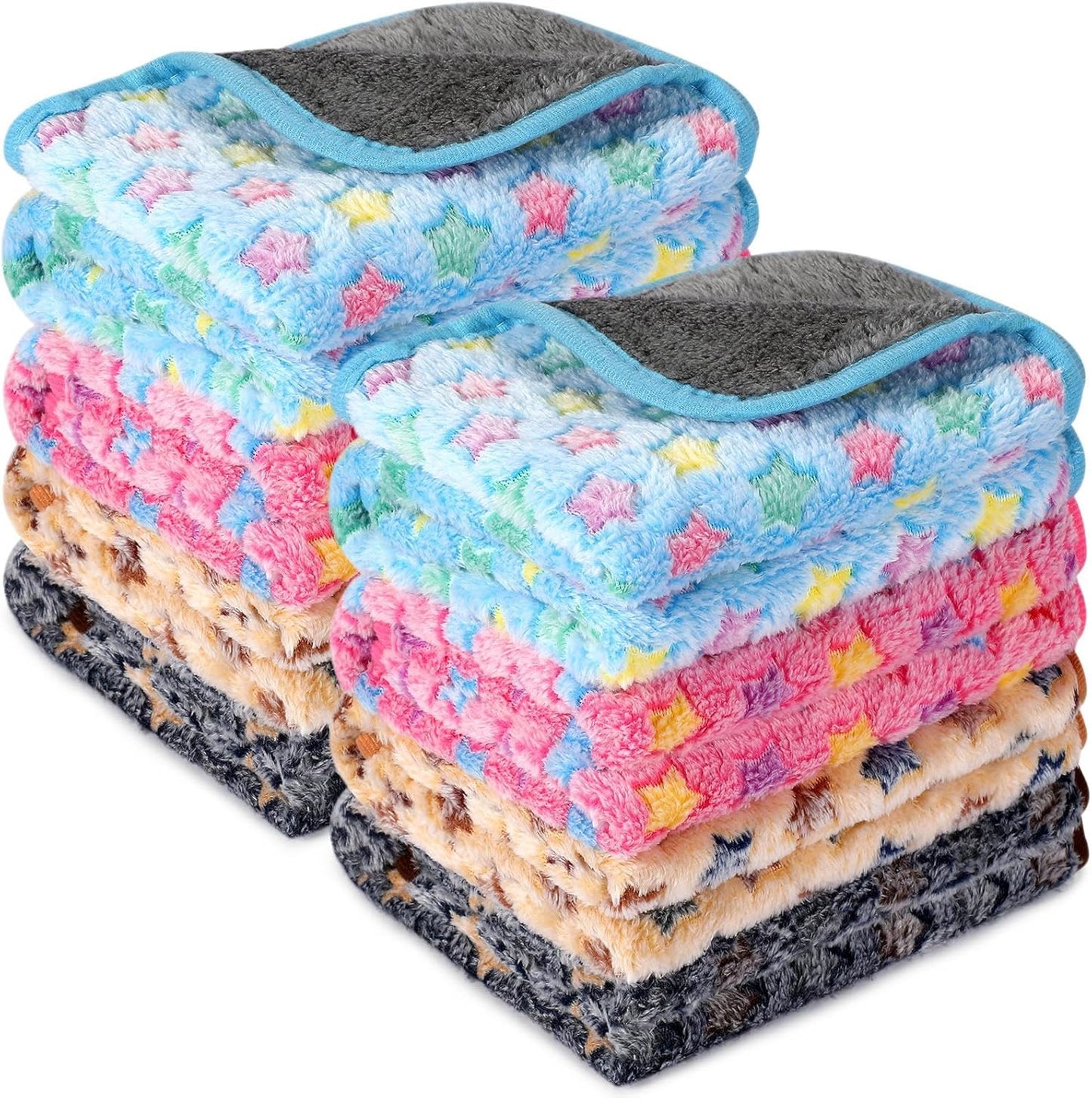 Tudomro 8 Pcs Guinea Pig Blankets Absorbent Washable Animal Fleece Bedding Cage Liners Waterproof Reusable Pet Pee Sleep Mat Pad Cover for Chinchilla Hamster Ferret(Star,16 x 24 Inch)