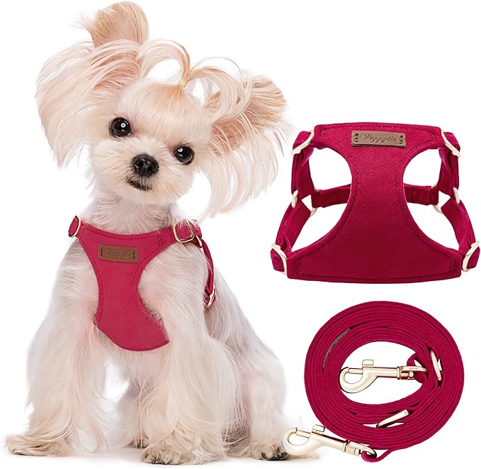 Puppytie No Pull xs Dog Harness with Multifunction Dog Leash,Soft Adjustable No Choke Escape Proof Pet Harness Vest,red,XS
