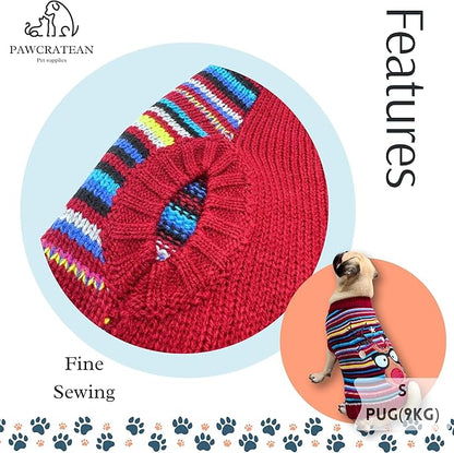 Cute Sweater for Dogs and Cats Soft Flannel Pet Outfit Warm and Cozy Animal Hoodie Small to Large Pet Clothes for Halloween Parties and Everyday Wear (Medium, Colorful Deer)