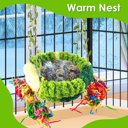 KATUMO Conure Nest, Bird Breeding Bed Cockatiel Snuggle Nest Parakeet Swing Bed for Small Pets, Size Large