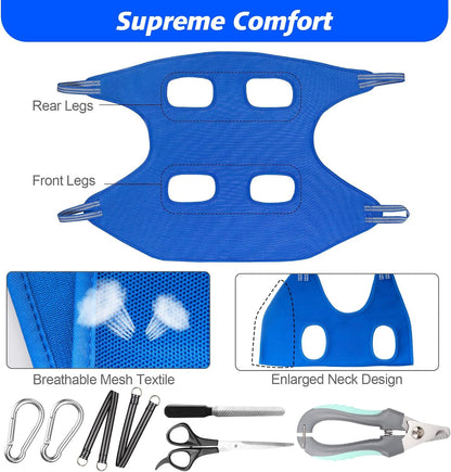 Pet Grooming Hammock for Medium/Large Dogs with Nail Clippers/Nail Trimmers/Grooming Scissors, Dog Grooming Harness for Nail Trimming, Pet Grooming Sling Helper
