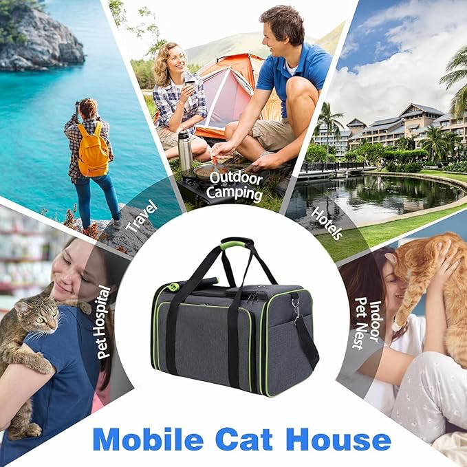Expandable Travel Small Dog Cat Carrier(Large),Airline Approved Soft-Sided Pet Carrier with Removable Fleece Pad and Pockets for Cats/Puppy and Small Animals