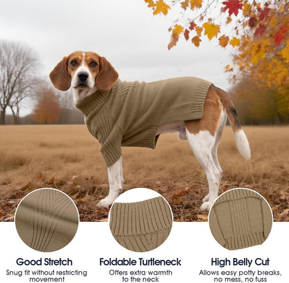 IECOii XL Dog Sweater,Winter Doggy Clothes for Large Dogs Girl Boy,Warm Pullover Soft Dog Sweater Turtleneck,Lightweight & Good Stretch for Active Dogs Like Beagle,Border Collie (Camel,XLarge)