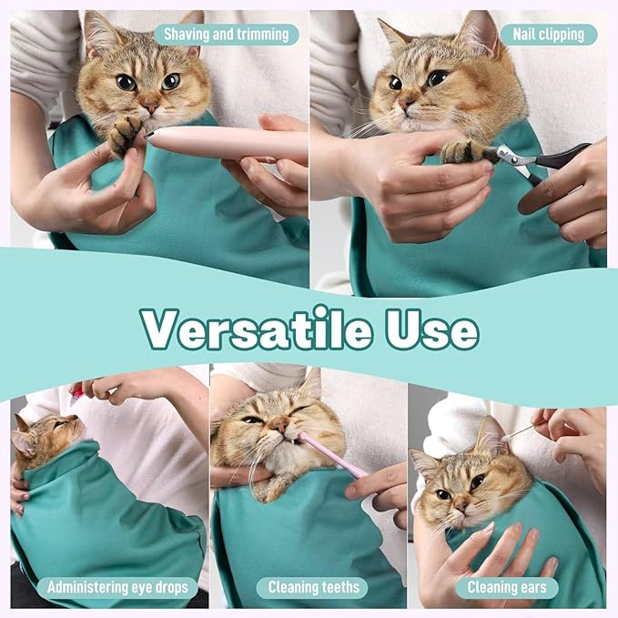 Paw Legend 21.7" Cat Wrap for Grooming Cat Wrap for Cutting Nails Cat Restraint for Nail Clipping Self Adhesive Blanket Restraint Cloth for Cats Within 6lbs