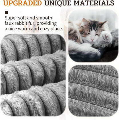 NWK Pack of 4 Fluffy Self Warming Cat Mat, Cat Blanket, Thermal Dog Mat, Washable, Non-Slip Bottom for Sofa & Crate & Kennel & Car Seat (Misty Gray, Large (34'' X 22'' X 0.7''))