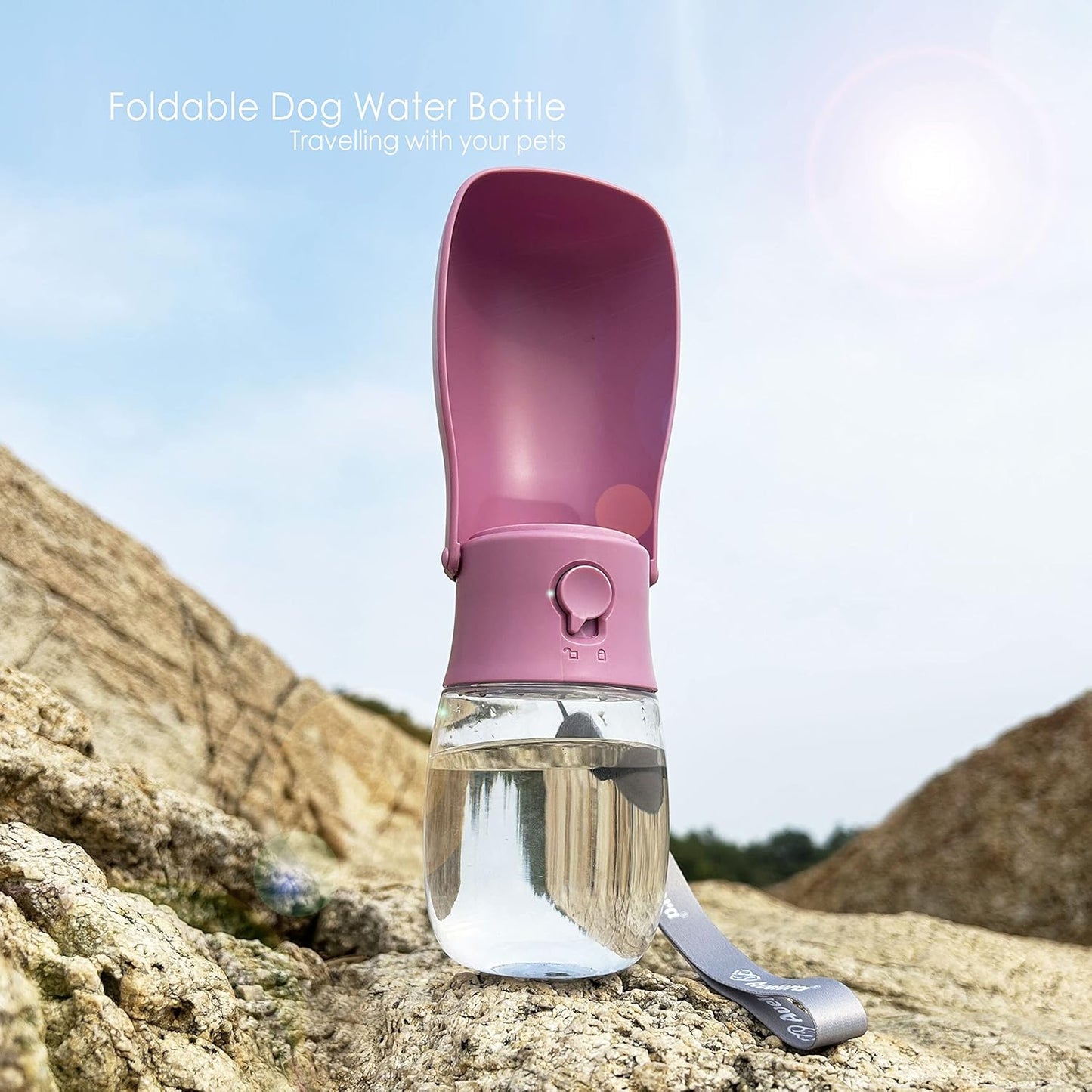 Foldable Dog Water Bottle, Portable Water Dispenser for Dog, Cat, Rabbit, Puppy and Small Animals, Dishwasher Safe Pet Accessories for Walking, Hiking, Travel