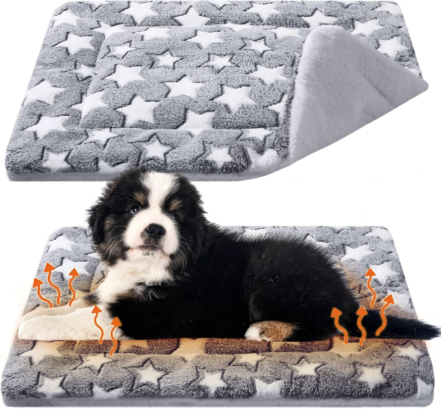 VitalCozy 2 Pack Self Warming Cat Mat Self Heating Pad Bed Reversible Machine Washable Reflects Body Heat Warm Thermal Pet Pad Crate Blanket for Feral and Indoor Cat(Star,20'' X 30'')