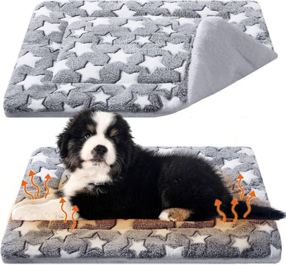VitalCozy 2 Pack Self Warming Cat Mat Self Heating Pad Bed Reversible Machine Washable Reflects Body Heat Warm Thermal Pet Pad Crate Blanket for Feral and Indoor Cat(Star,20'' X 30'')