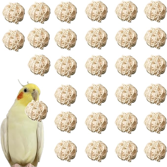 HANZE Rattan Balls,Sepak Takraw, Vine Ball, Parrot Chew Toy and Stimulation Ball Set (Set of 30)