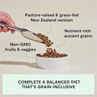 Open Farm, Ancient Grains Dry Dog Food, Protein-Rich & Nutrient Dense, 90% Animal Protein Mixed with Non-GMO Fruits, Veggies and Superfoods, New Zealand Venison Recipe, 22lb Bag