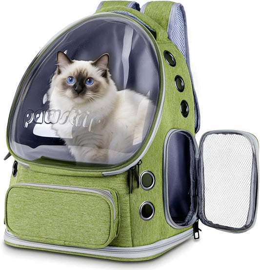 Cat Backpack Carrier with Bubble Window, Breathable & Foldable Pet Travel Carrier for Small Dogs and Cats, Airline-Approved for Hiking & Outdoor Use