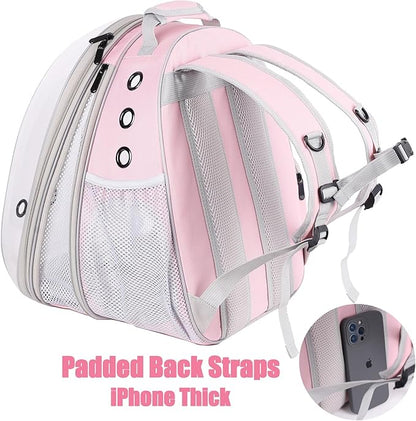 Front Expandable Cat Backpack Carrier, Fit up to 20 lbs, Space Capsule Bubble Window Pet Carrier Backpack for Large Fat Cat and Small Puppy