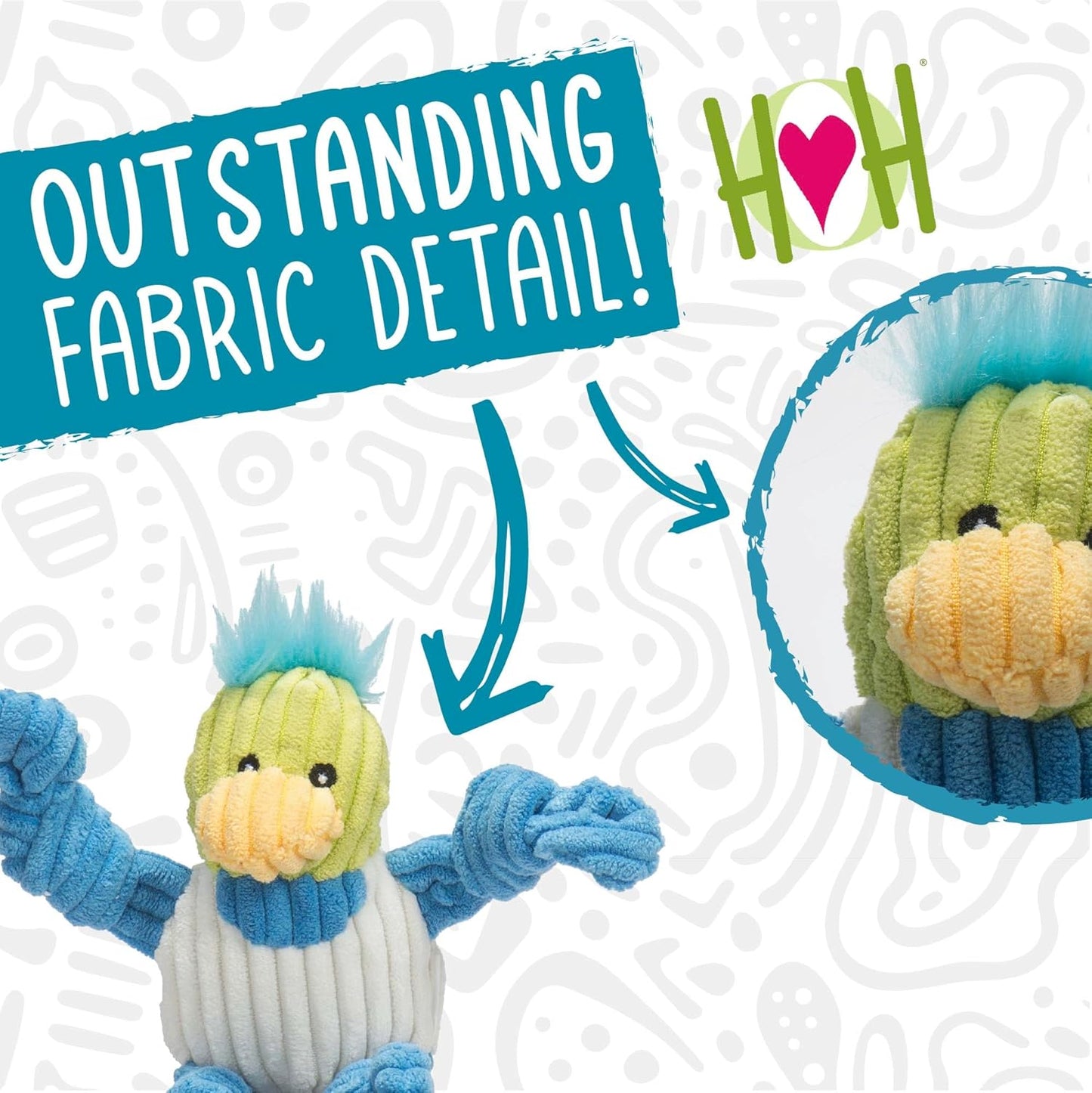 HuggleHounds Knottie Plush Dog Toy - Dog Stuffed Animal Toy, Squeaky Puppy Toys, For Small & Medium Dogs, Durable Plush to Keep Them Busy - Wee Knotties Variety Pack (6 Count)