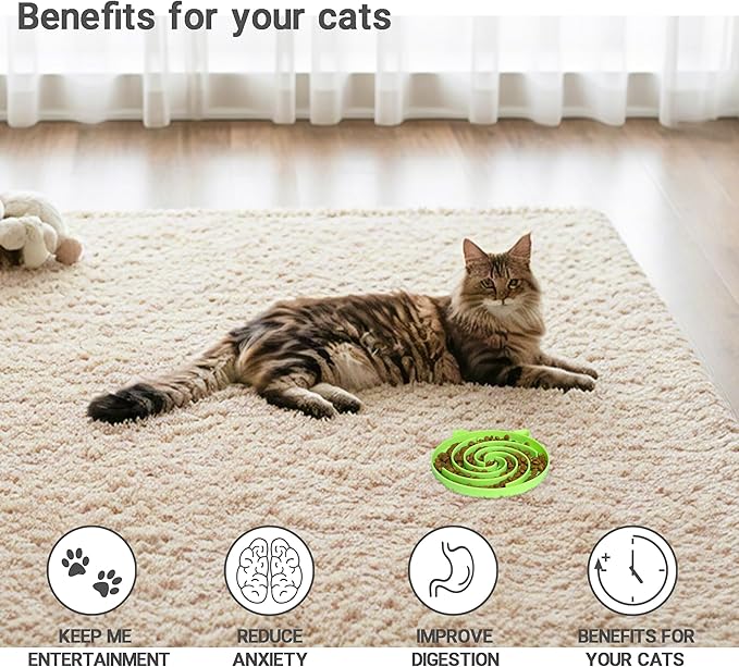 Slow Feeder Cat Bowl, Easy to Clean Silicone Bowl, Ideal for Dry and Wet Food (Orange and Cyan)