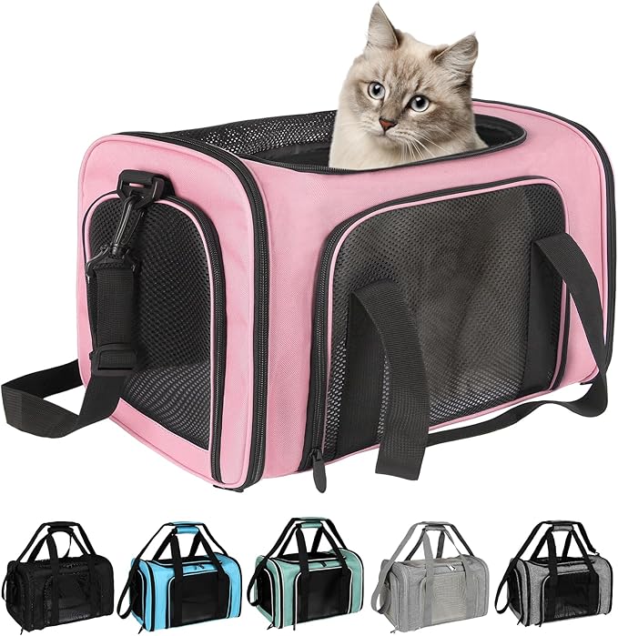 Top tasta Dog Cat Carrier Pet Carriers for Small Medium Large Cats Dogs Carrier Soft Sided Small Puppy Carrier Purse 15 lbs Portable Foldable Airline Approved Dog Cat Travel Carrier Pink 18x11x11
