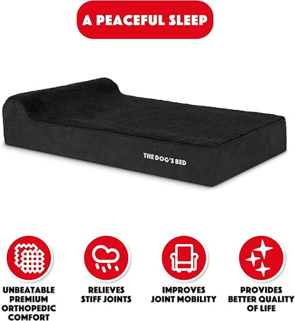 The Dog’s Bed Orthopedic Headrest Dog Bed XL Black Plush, Memory Foam, Pain Relief for Arthritis, Hip & Elbow Dysplasia, Post Surgery, Lameness, Waterproof Washable Cover