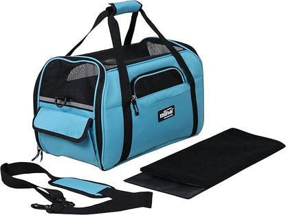 EliteField Soft Sided Pet Carrier (3 Year Warranty, Airline Approved), Multiple Sizes and Colors Available (Medium: 17" L x 9" W x 12" H, Sky Blue)