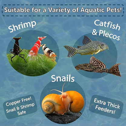 Aquatic Foods Inc. Spirulina Enriched Calcium Feeders for Shrimp, Snails, Crabs, Crayfish, Pleco, Catfish, All Tropical Fish…35 Count Sm Jar