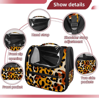 Modern Classic Leopard Print Cat Backpack Carrier Pet Backpack Carrier for Small Dogs and Medium cat Puppy Kitten Bunny
