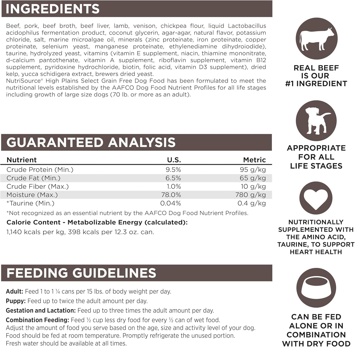 NutriSource Grain Free High Plains Select Recipe Dog Food, Premium Wet Dog Food, 12.3 Ounce (Pack of 12)