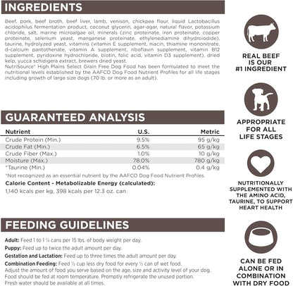 NutriSource Grain Free High Plains Select Recipe Dog Food, Premium Wet Dog Food, 12.3 Ounce (Pack of 12)