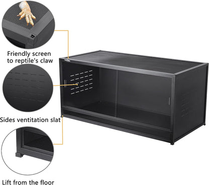 Reptile Terrarium 40''x16''x16'' ToxiRium Large PVC Reptile Enclosure 44 Gallons for Bearded Dragon Gecko Lizard Snake, Wide Breeding Vivarium Area with Sliding Doors Lock