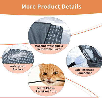 Rockever 2 Story Heated Cat House for Outside in Winter, 100% Waterproof Heated Cat House for Outdoor Cats with Heating Pad, Elevated Outdoor Cat House, Safe Escape Door for Outdoor Cats