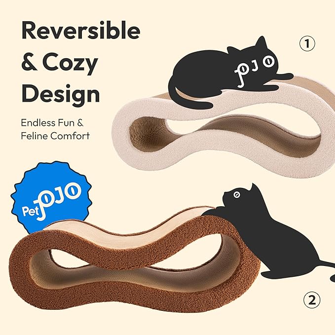 Cloud Lounge Cat Scratching Pad, Reversible Scratch Board with Natural Curves for Freestyle Scratching & Ergonomic Support, Extra Wide Cat Bed for Large Cats, Premium Cardboard & Cozy Fabric