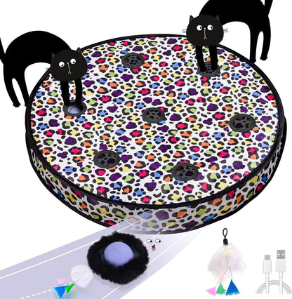ORSDA Cat Toys, Interactive Activated Moving Ball in 7 Holes Mat, Automatic Fast Rolling Ball, Hide and Seek Toys for Indoor Cats, Exercise Kicker Mouse Catching Game