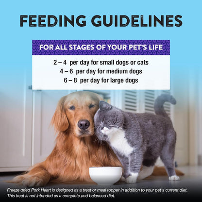 Northwest Naturals Raw Rewards Freeze-Dried Pork Heart Treats for Dogs and Cats - Bite-Sized Pieces - Healthy, 1 Ingredient, Human Grade Pet Food, All Natural, Proudly Made in USA, 10 Oz