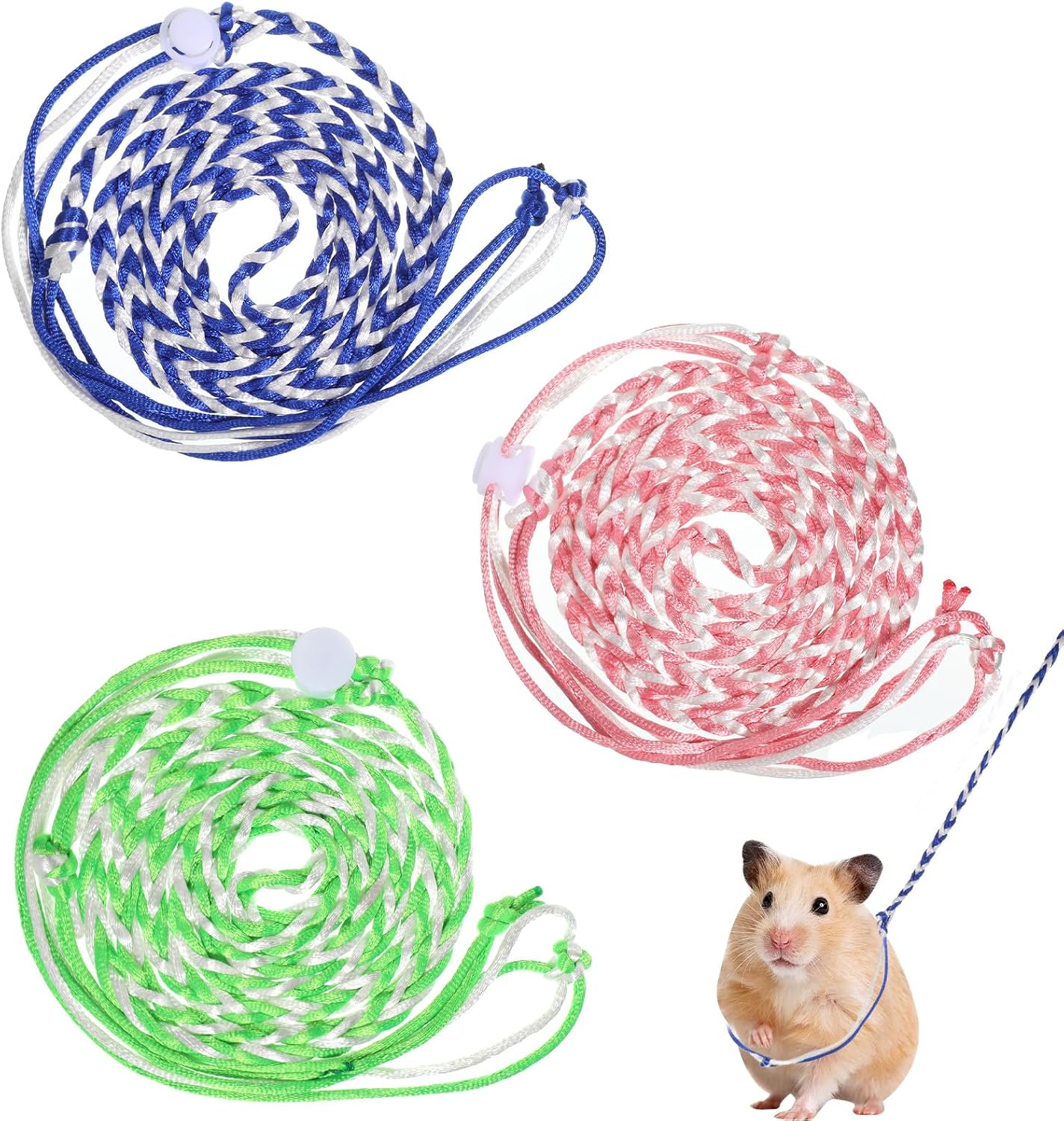 3 Pack Adjustable Hamster Leash Harness for Ferret Mouse Squirrel Small Animal